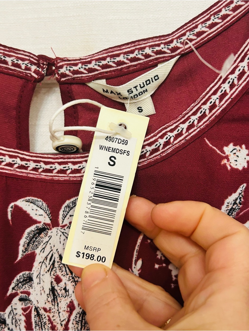Max Studio NWT w/ defects Boho Burgundy Floral Long Sleeve Maxi Dress - Picture 5 of 11
